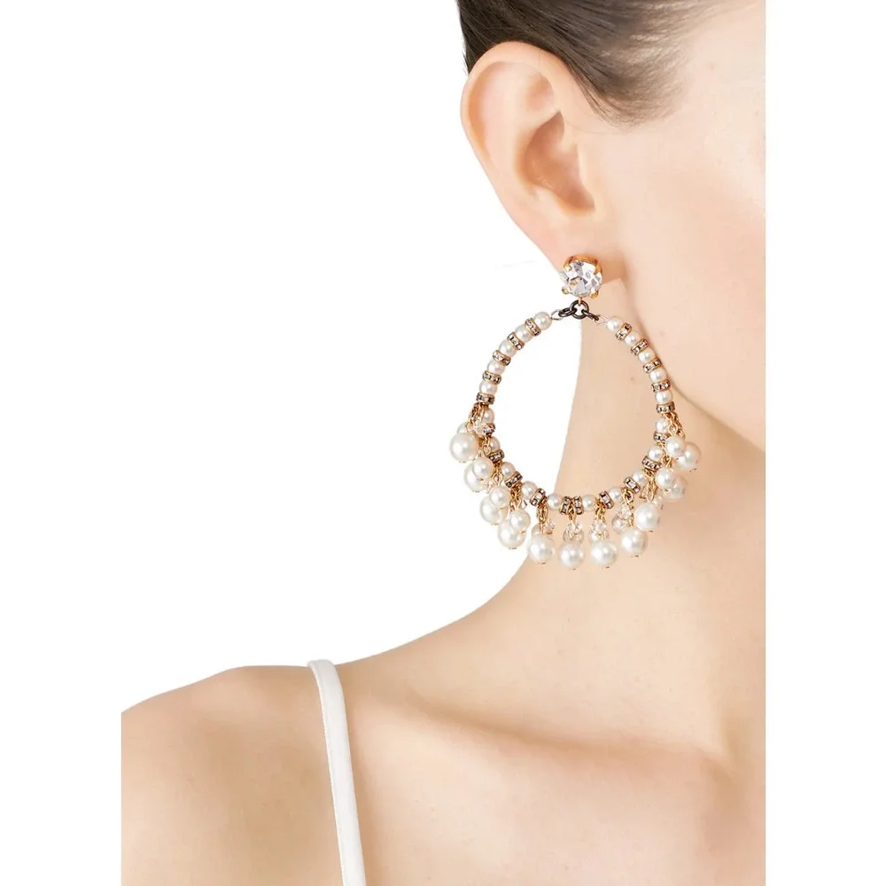 Erickson Beamon Pretty Women Hoop Earrings $478 24k Gold Vermeil Plate Swarovski - Picture 2 of 6
